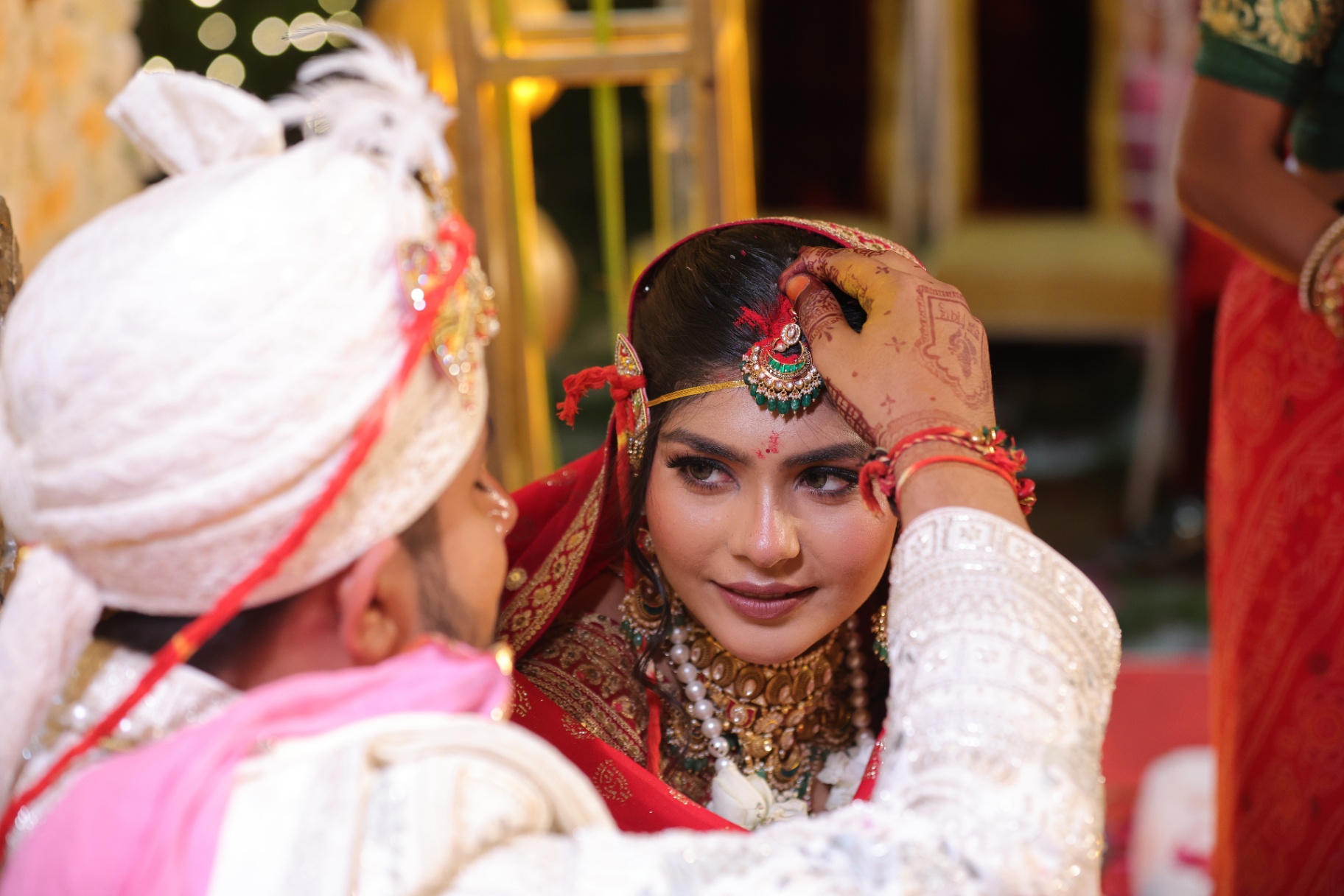 Traditional sindoor ceremony at an Indian wedding